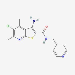 molecular formula C16H15ClN4OS B10763871 3-amino-5-chloro-4,6-dimethyl-N-(pyridin-4-ylmethyl)thieno[2,3-b]pyridine-2-carboxamide 