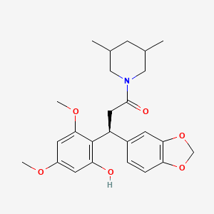 (3S)-3-(1,3-benzodioxol-5-yl)-1-(3,5-dimethyl-1-piperidinyl)-3-(2-hydroxy-4,6-dimethoxyphenyl)-1-propanone