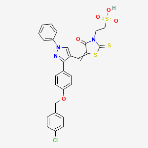 2-[5-[[3-[4-[(4-Chlorophenyl)methoxy]phenyl]-1-phenyl-4-pyrazolyl]methylidene]-4-oxo-2-sulfanylidene-3-thiazolidinyl]ethanesulfonic acid