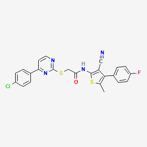 2-[4-(4-chlorophenyl)pyrimidin-2-yl]sulfanyl-N-[3-cyano-4-(4-fluorophenyl)-5-methylthiophen-2-yl]acetamide