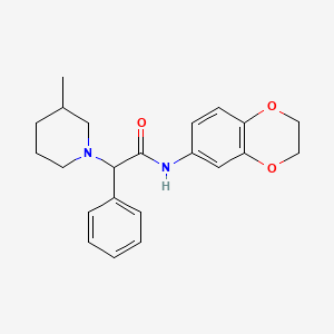 molecular formula C22H26N2O3 B10764020 N-(2,3-dihydro-1,4-benzodioxin-6-yl)-2-(3-methylpiperidin-1-yl)-2-phenylacetamide 