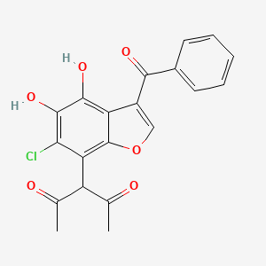 3-(3-Benzoyl-6-chloro-4,5-dihydroxy-1-benzofuran-7-yl)pentane-2,4-dione