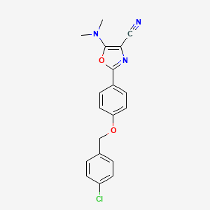 molecular formula C19H16ClN3O2 B10764059 2-[4-[(4-Chlorophenyl)methoxy]phenyl]-5-(dimethylamino)-1,3-oxazole-4-carbonitrile 