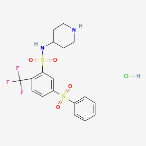 5-(benzenesulfonyl)-N-piperidin-4-yl-2-(trifluoromethyl)benzenesulfonamide;hydrochloride