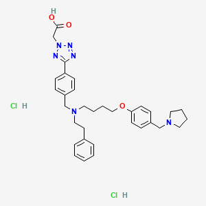 2-[5-[4-[[2-phenylethyl-[4-[4-(pyrrolidin-1-ylmethyl)phenoxy]butyl]amino]methyl]phenyl]tetrazol-2-yl]acetic acid;dihydrochloride