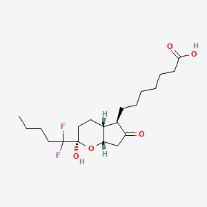 molecular formula C20H32F2O5 B10764199 7-[(2R,4aR,5R,7aS)-2-(1,1-difluoropentyl)-2-hydroxy-6-oxo-3,4,4a,5,7,7a-hexahydrocyclopenta[b]pyran-5-yl]heptanoic acid 