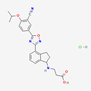 3-[[4-[5-(3-cyano-4-propan-2-yloxyphenyl)-1,2,4-oxadiazol-3-yl]-2,3-dihydro-1H-inden-1-yl]amino]propanoic acid;hydrochloride