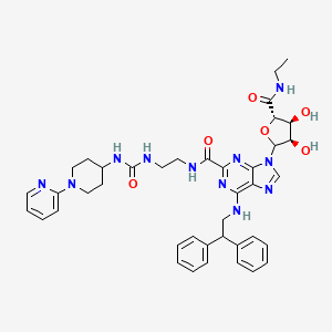 6-[(2,2-Diphenylethyl)amino]-9-{(2R,3R,4S,5S)-5-[(ethylamino)carbonyl]-3,4-dihydroxytetrahydro-2-furanyl}-N-{2-[({[1-(2-pyridinyl)-4-piperidinyl]amino}carbonyl)amino]ethyl}-9H-purine-2-carboxamide