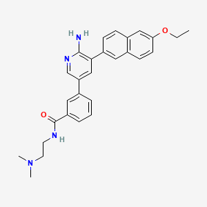 3-[6-amino-5-(6-ethoxynaphthalen-2-yl)pyridin-3-yl]-N-[2-(dimethylamino)ethyl]benzamide