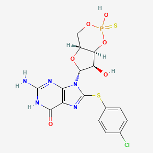 2-Amino-8-((4-chlorophenyl)thio)-9-((4aR,6R,7R,7aS)-7-hydroxy-2-mercapto-2-oxidotetrahydro-4H-furo[3,2-d][1,3,2]dioxaphosphinin-6-yl)-3,9-dihydro-6H-purin-6-one