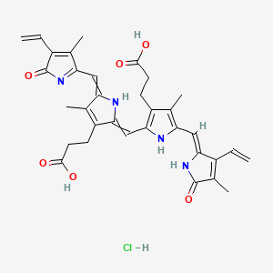 3-[2-[[3-(2-carboxyethyl)-5-[(Z)-(3-ethenyl-4-methyl-5-oxopyrrol-2-ylidene)methyl]-4-methyl-1H-pyrrol-2-yl]methylidene]-5-[(4-ethenyl-3-methyl-5-oxopyrrol-2-yl)methylidene]-4-methylpyrrol-3-yl]propanoic acid;hydrochloride