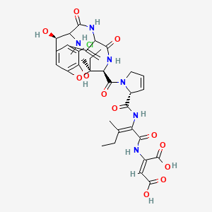 (E)-2-[[(E)-2-[[(2R)-1-[(3S,4R,11R)-14-chloro-3-ethyl-11,15-dihydroxy-3-methyl-10-(methylamino)-6,9-dioxo-7-prop-1-en-2-yl-2-oxa-5,8-diazabicyclo[10.3.1]hexadeca-1(15),12(16),13-triene-4-carbonyl]-2,5-dihydropyrrole-2-carbonyl]amino]-3-methylpent-2-enoyl]amino]but-2-enedioic acid