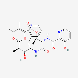 N-[(2Z,5R,6S,9S,10R,11R)-2-butan-2-ylidene-10-hydroxy-5,11-dimethyl-3,7,12-trioxo-9-(pyridin-3-ylmethyl)-1,4-dioxa-8-azacyclododec-6-yl]-3-hydroxypyridine-2-carboxamide