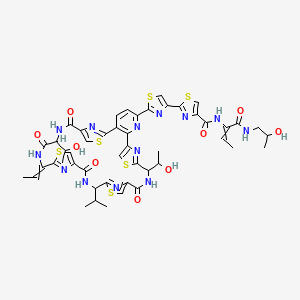 2-[2-[26-ethylidene-12,29-bis(1-hydroxyethyl)-14,21,28,31-tetraoxo-19-propan-2-yl-10,17,24,34-tetrathia-6,13,20,27,30,35,36,37,38-nonazahexacyclo[30.2.1.18,11.115,18.122,25.02,7]octatriaconta-1(35),2(7),3,5,8,11(38),15,18(37),22,25(36),32-undecaen-5-yl]-1,3-thiazol-4-yl]-N-[1-(2-hydroxypropylamino)-1-oxobut-2-en-2-yl]-1,3-thiazole-4-carboxamide