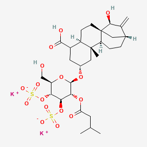 dipotassium;[(2R,3R,4R,5R,6R)-2-[[(1R,4R,7R,9R,10S,13R,15S)-5-carboxy-15-hydroxy-9-methyl-14-methylidene-7-tetracyclo[11.2.1.01,10.04,9]hexadecanyl]oxy]-6-(hydroxymethyl)-3-(3-methylbutanoyloxy)-5-sulfonatooxyoxan-4-yl] sulfate