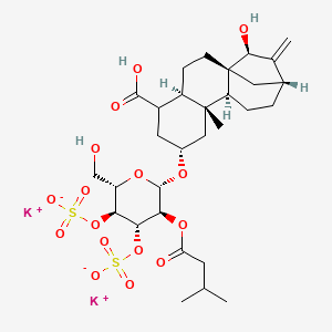 dipotassium;[(2S,3S,4S,5S,6S)-2-[[(1R,4R,7R,9R,10S,13R,15S)-5-carboxy-15-hydroxy-9-methyl-14-methylidene-7-tetracyclo[11.2.1.01,10.04,9]hexadecanyl]oxy]-6-(hydroxymethyl)-3-(3-methylbutanoyloxy)-5-sulfonatooxyoxan-4-yl] sulfate