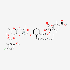 17-[5-[4-(3-Chloro-6-methoxy-2-methylbenzoyl)oxy-5-hydroxy-6-methyloxan-2-yl]oxy-4-hydroxy-6-methyloxan-2-yl]oxy-28-hydroxy-3,22-dimethyl-23,26-dioxo-24,27-dioxapentacyclo[23.2.1.01,6.013,22.016,21]octacosa-4,7,14,25(28)-tetraene-4-carboxylic acid