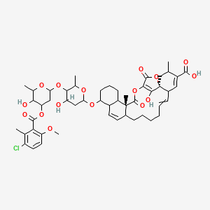 (1S,22R)-17-[5-[4-(3-chloro-6-methoxy-2-methylbenzoyl)oxy-5-hydroxy-6-methyloxan-2-yl]oxy-4-hydroxy-6-methyloxan-2-yl]oxy-28-hydroxy-3,22-dimethyl-23,26-dioxo-24,27-dioxapentacyclo[23.2.1.01,6.013,22.016,21]octacosa-4,7,14,25(28)-tetraene-4-carboxylic acid