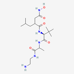 molecular formula C19H37N5O5 B10766543 N-[(2S)-1-[[1-(2-aminoethylamino)-1-oxopropan-2-yl]amino]-3,3-dimethyl-1-oxobutan-2-yl]-N'-hydroxy-2-(2-methylpropyl)butanediamide 