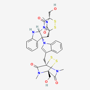 (1R,3R,11S,14R)-14-(hydroxymethyl)-3-[3-[[(1R,4R)-4-(hydroxymethyl)-5,7-dimethyl-6,8-dioxo-2,3-dithia-5,7-diazabicyclo[2.2.2]octan-1-yl]methyl]indol-1-yl]-18-methyl-15,16-dithia-10,12,18-triazapentacyclo[12.2.2.01,12.03,11.04,9]octadeca-4,6,8-triene-13,17-dione