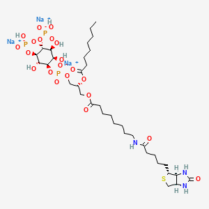 molecular formula C35H61N3Na3O21P3S B10766949 trisodium;[(1R,2S,3R,4R,5S,6R)-3-[[(2R)-3-[8-[5-[(3aS,4R,6aR)-2-oxo-1,3,3a,4,6,6a-hexahydrothieno[3,4-d]imidazol-4-yl]pentanoylamino]octanoyloxy]-2-octanoyloxypropoxy]-oxidophosphoryl]oxy-2,4,5-trihydroxy-6-[hydroxy(oxido)phosphoryl]oxycyclohexyl] hydrogen phosphate 