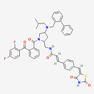 (E)-N-[[1-[2-(2,4-difluorobenzoyl)benzoyl]-4-[2-methylpropyl-[(2-phenylphenyl)methyl]amino]pyrrolidin-2-yl]methyl]-3-[4-[(E)-(2,4-dioxo-1,3-thiazolidin-5-ylidene)methyl]phenyl]prop-2-enamide