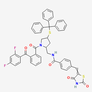 N-[[1-[2-(2,4-difluorobenzoyl)benzoyl]-4-tritylsulfanylpyrrolidin-2-yl]methyl]-4-[(2,4-dioxo-1,3-thiazolidin-5-ylidene)methyl]benzamide