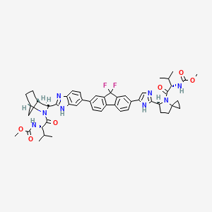 methyl N-[(2S)-1-[(5S)-5-[5-[9,9-difluoro-7-[2-[(1R,3S,4S)-2-[(2S)-2-(methoxycarbonylamino)-3-methylbutanoyl]-2-azabicyclo[2.2.1]heptan-3-yl]-3H-benzimidazol-5-yl]fluoren-2-yl]-1H-imidazol-2-yl]-4-azaspiro[2.4]heptan-4-yl]-3-methyl-1-oxobutan-2-yl]carbamate