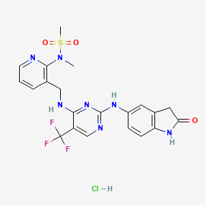 N-methyl-N-[3-[[[2-[(2-oxo-1,3-dihydroindol-5-yl)amino]-5-(trifluoromethyl)pyrimidin-4-yl]amino]methyl]pyridin-2-yl]methanesulfonamide;hydrochloride