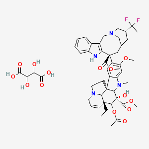 molecular formula C49H60F2N4O14 B10768333 2,3-dihydroxybutanedioic acid;methyl (1R,10S,12R)-11-acetyloxy-4-[(12S)-16-(1,1-difluoroethyl)-12-methoxycarbonyl-1,10-diazatetracyclo[12.3.1.03,11.04,9]octadeca-3(11),4,6,8-tetraen-12-yl]-12-ethyl-10-hydroxy-5-methoxy-8-methyl-8,16-diazapentacyclo[10.6.1.01,9.02,7.016,19]nonadeca-2,4,6,13-tetraene-10-carboxylate 