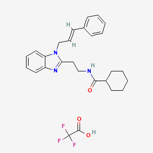 N-[2-[1-[(E)-3-phenylprop-2-enyl]benzimidazol-2-yl]ethyl]cyclohexanecarboxamide;2,2,2-trifluoroacetic acid