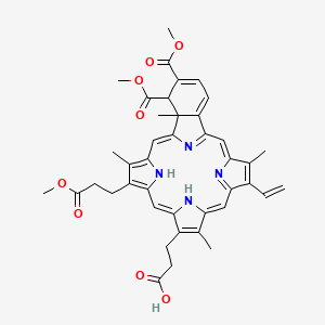 3-[14-Ethenyl-22,23-bis(methoxycarbonyl)-5-(3-methoxy-3-oxopropyl)-4,10,15,24-tetramethyl-25,26,27,28-tetrazahexacyclo[16.6.1.13,6.18,11.113,16.019,24]octacosa-1,3,5,7,9,11,13(26),14,16,18(25),19,21-dodecaen-9-yl]propanoic acid