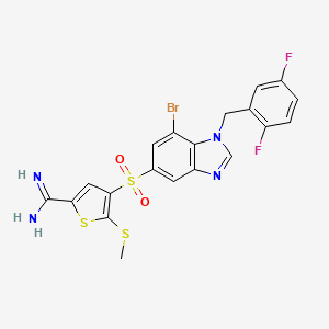 4-[7-Bromo-1-[(2,5-difluorophenyl)methyl]benzimidazol-5-yl]sulfonyl-5-methylsulfanylthiophene-2-carboximidamide