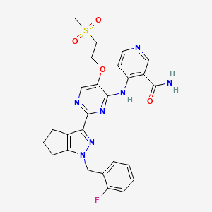 4-[[2-[1-[(2-fluorophenyl)methyl]-5,6-dihydro-4H-cyclopenta[c]pyrazol-3-yl]-5-(2-methylsulfonylethoxy)pyrimidin-4-yl]amino]pyridine-3-carboxamide