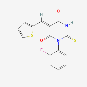 (5Z)-1-(2-fluorophenyl)-2-sulfanylidene-5-(thiophen-2-ylmethylidene)-1,3-diazinane-4,6-dione