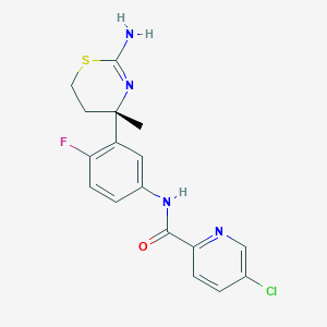 molecular formula C17H16ClFN4OS B10771115 N-[3-[(4S)-2-amino-4-methyl-5,6-dihydro-1,3-thiazin-4-yl]-4-fluorophenyl]-5-chloropyridine-2-carboxamide 