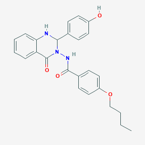 4-butoxy-N-[2-(4-hydroxyphenyl)-4-oxo-1,2-dihydroquinazolin-3-yl]benzamide