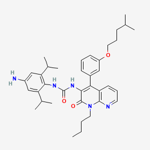 molecular formula C37H49N5O3 B10771231 1-[4-Amino-2,6-di(propan-2-yl)phenyl]-3-[1-butyl-4-[3-(4-methylpentoxy)phenyl]-2-oxo-1,8-naphthyridin-3-yl]urea 