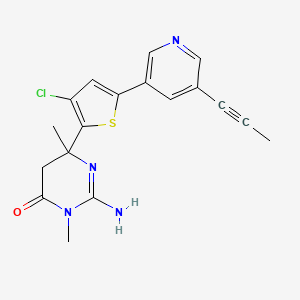 2-amino-6-[3-chloro-5-(5-prop-1-ynylpyridin-3-yl)thiophen-2-yl]-3,6-dimethyl-5H-pyrimidin-4-one