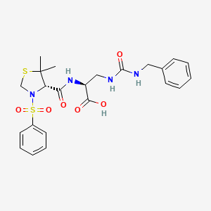 (2S)-2-{[(4S)-3-(benzenesulfonyl)-5,5-dimethyl-1,3-thiazolidin-4-yl]formamido}-3-[(benzylcarbamoyl)amino]propanoic acid