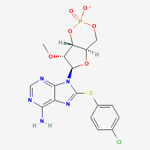 molecular formula C17H16ClN5O6PS- B10771415 8-(4-Chlorophenylthio)-2'-O-methyladenosine-3',5'-cyclic monophosphate 