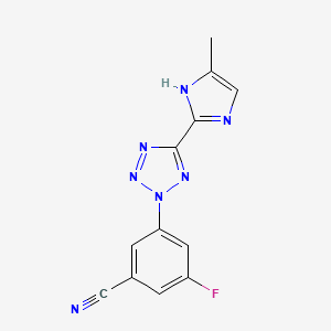 molecular formula C12H8FN7 B10771472 3-Fluoro-5-[5-(4-methyl-1H-imidazol-2-yl)-tetrazol-2-yl]-benzonitrile 