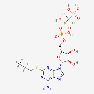 molecular formula C14H22Cl2N5O12P3S B10771480 [[[[(2R,3S,4R,5R)-5-[6-amino-2-(2,2,3,3,3-pentatritiopropylsulfanyl)purin-9-yl]-3,4-dihydroxyoxolan-2-yl]methoxy-hydroxyphosphoryl]oxy-hydroxyphosphoryl]-dichloromethyl]phosphonic acid 