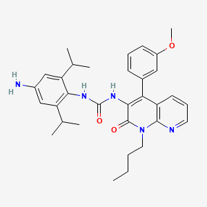 molecular formula C32H39N5O3 B10771481 1-(4-Amino-2,6-diisopropylphenyl)-3-(1-butyl-4-(3-methoxyphenyl)-2-oxo-1,2-dihydro-1,8-naphthyridin-3-yl)urea hydrochloride 