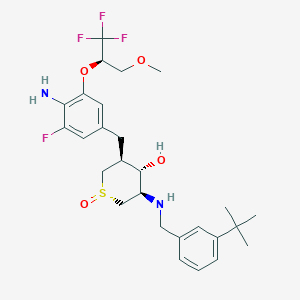 molecular formula C27H36F4N2O4S B10771497 (1r,3s,4s,5r)-3-(4-Amino-3-Fluoro-5-{[(2r)-1,1,1-Trifluoro-3-Methoxypropan-2-Yl]oxy}benzyl)-5-[(3-Tert-Butylbenzyl)amino]tetrahydro-2h-Thiopyran-4-Ol 1-Oxide 