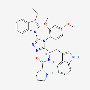 molecular formula C35H37N7O3 B10771500 N-[1-[4-(2,4-dimethoxyphenyl)-5-(3-ethylindol-1-yl)-1,2,4-triazol-3-yl]-2-(1H-indol-3-yl)ethyl]pyrrolidine-2-carboxamide 