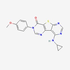 molecular formula C18H15N5O2S B10771512 13-(cyclopropylamino)-5-(4-methoxyphenyl)-8-thia-3,5,10,12-tetrazatricyclo[7.4.0.02,7]trideca-1(13),2(7),3,9,11-pentaen-6-one 