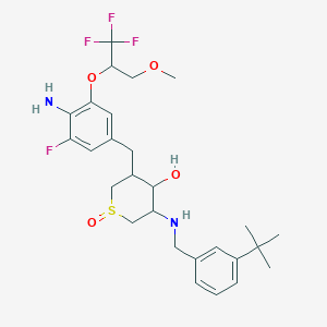 3-[[4-amino-3-fluoro-5-(1,1,1-trifluoro-3-methoxypropan-2-yl)oxyphenyl]methyl]-5-[(3-tert-butylphenyl)methylamino]-1-oxothian-4-ol