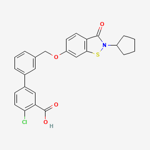 2-Chloro-5-(3-{[(2-cyclopentyl-3-oxo-2,3-dihydro-1,2-benzothiazol-6-yl)oxy]methyl}phenyl)benzoic acid