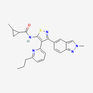 molecular formula C24H25N5OS B10771575 2-methyl-N-[3-(2-methylindazol-5-yl)-4-(6-propylpyridin-2-yl)-1,2-thiazol-5-yl]cyclopropane-1-carboxamide 